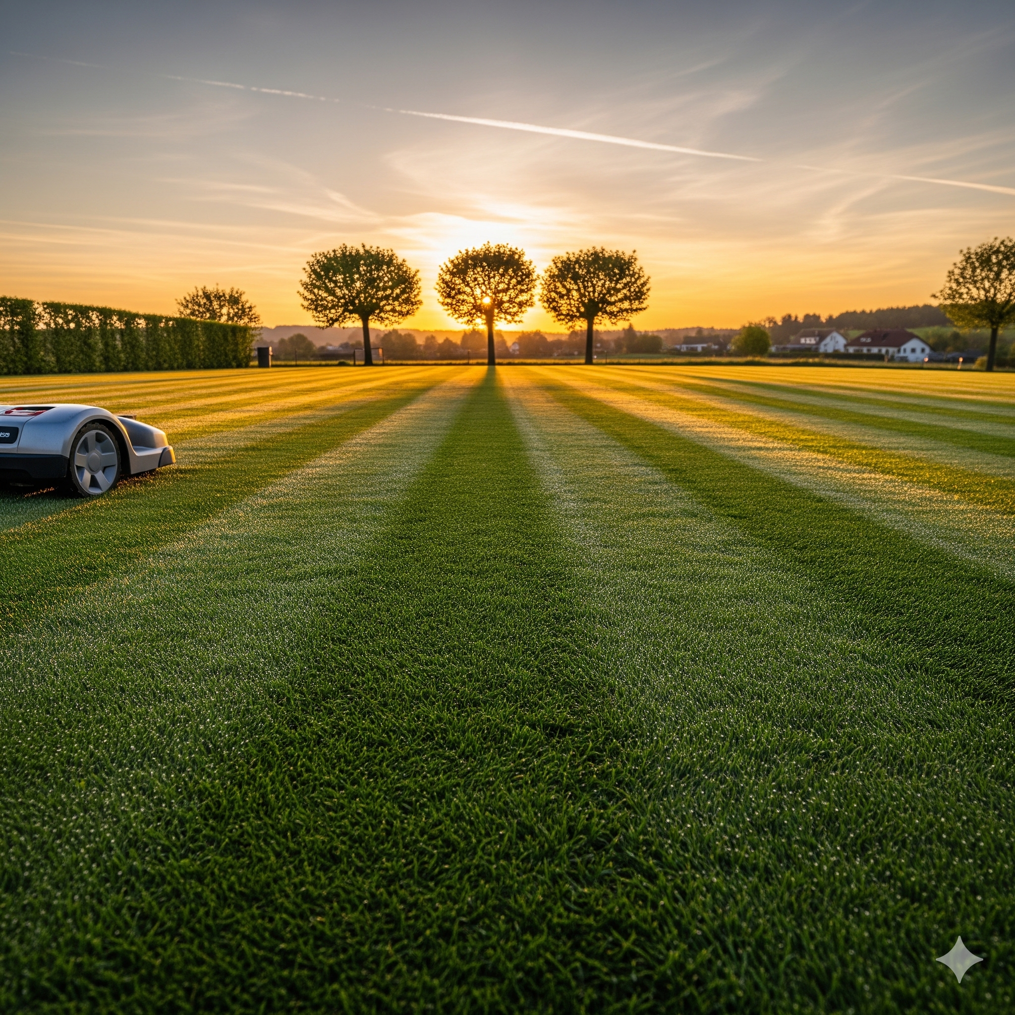 Jardín perfectamente cortado con robot